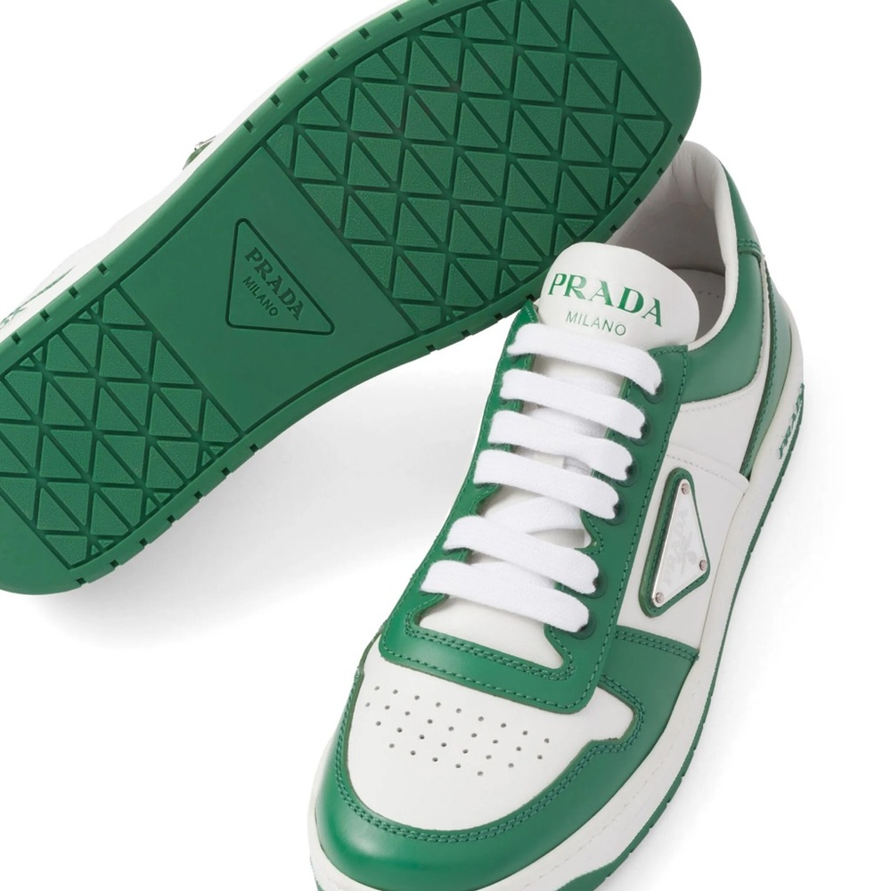 Prada Emerald and White Leather Sneakers - Picture 6 of 6